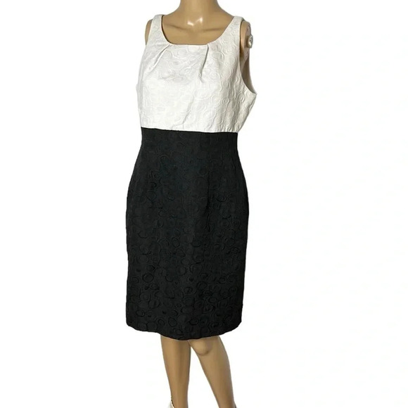 Jones & Co dress,women size 8 .Black & White,Colorblock,textured ,event,career - Picture 1 of 12
